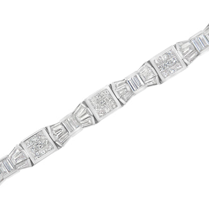 14K Yellow Gold 9.0 Cttw Diamond Alternating Bow and Box Link Bracelet (G-H Color, VS1-VS2 Clarity)- 7"