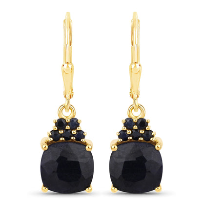 6.20 Carat Dyed Sapphire and Blue Sapphire .925 Sterling Silver Earrings