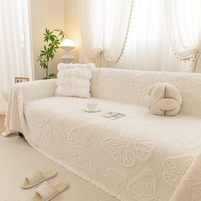 Luxury 3D Butterfly Jacquard Sofa Throw Blanket, Ultra-Soft Plush Fleece Couch Cover