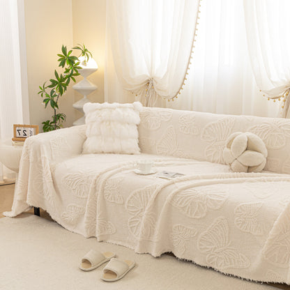 Luxury 3D Butterfly Jacquard Sofa Throw Blanket, Ultra-Soft Plush Fleece Couch Cover