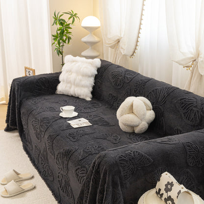 Luxury 3D Butterfly Jacquard Sofa Throw Blanket, Ultra-Soft Plush Fleece Couch Cover