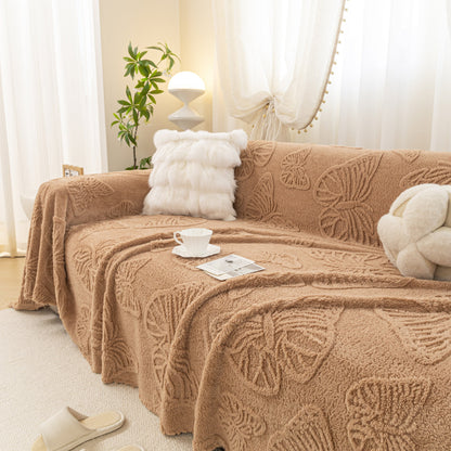 Luxury 3D Butterfly Jacquard Sofa Throw Blanket, Ultra-Soft Plush Fleece Couch Cover