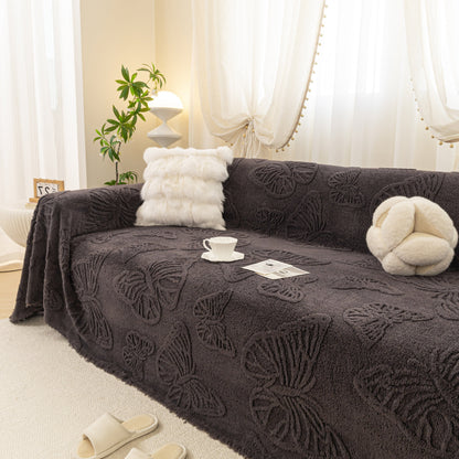 Luxury 3D Butterfly Jacquard Sofa Throw Blanket, Ultra-Soft Plush Fleece Couch Cover