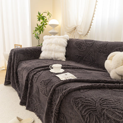 Luxury 3D Butterfly Jacquard Sofa Throw Blanket, Ultra-Soft Plush Fleece Couch Cover