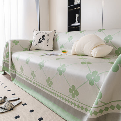 Cooling Four-Leaf Clover Hope Faith Love Luck Summer Comfy Ice Silk Furniture Throw Covers for Sofas