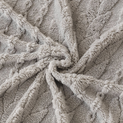 Thick Cozy 3D Cable Sofa Throw Cover, Plush Jacquard Warm Fleece Throw Blanket