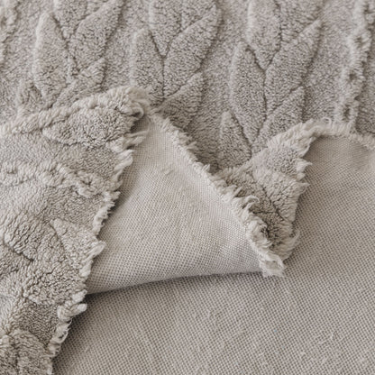 Thick Cozy 3D Cable Sofa Throw Cover, Plush Jacquard Warm Fleece Throw Blanket