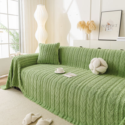Thick Cozy 3D Cable Sofa Throw Cover, Plush Jacquard Warm Fleece Throw Blanket