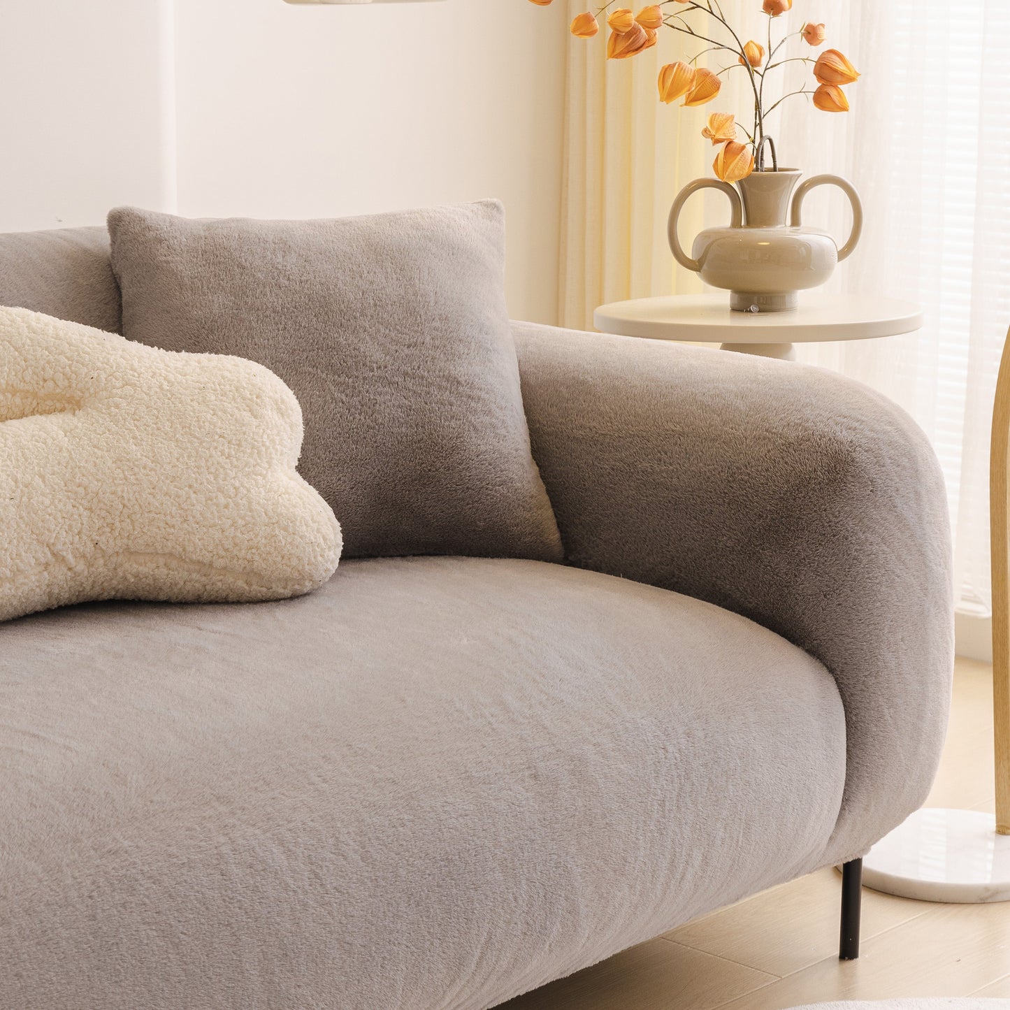 Soft Plush Warm Sofa Cover Stretchable Cozy Velvet Couch Protector for Fall & Winter