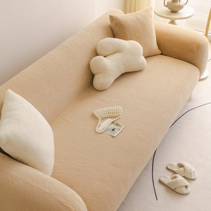 Soft Plush Warm Sofa Cover Stretchable Cozy Velvet Couch Protector for Fall & Winter