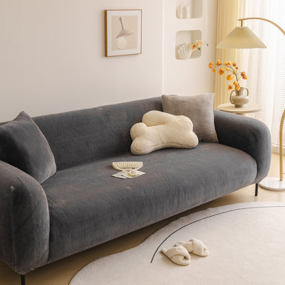 Soft Plush Warm Sofa Cover Stretchable Cozy Velvet Couch Protector for Fall & Winter