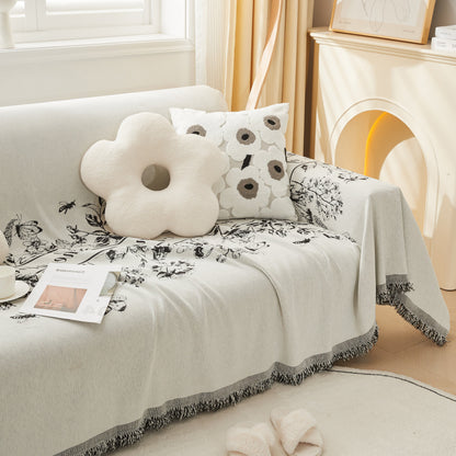 Chenille Butterfly Sofa Cover Blanket, L Shaped Couch Cover, Reversible Couch Protector
