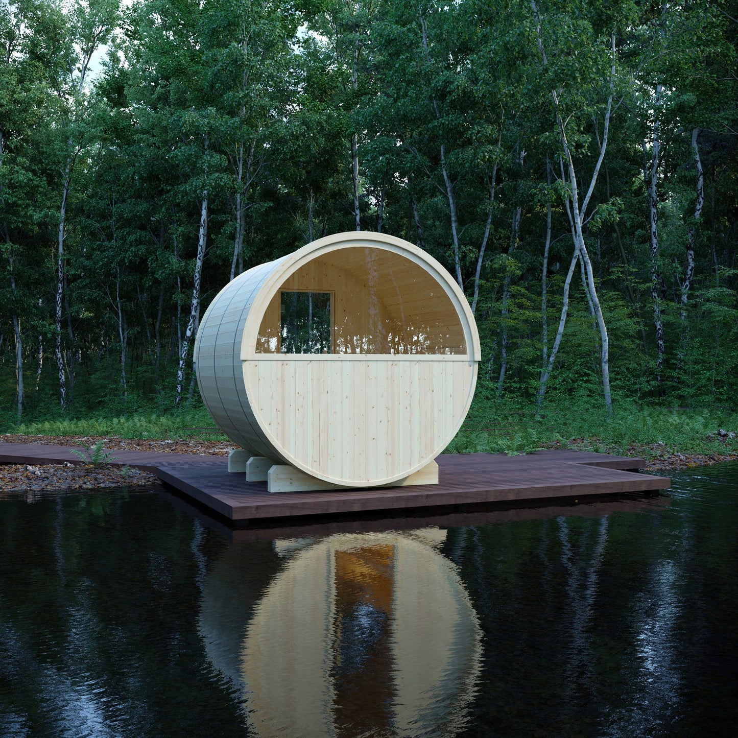 Helsinki Finnish Barrel Sauna with Terrace and WiFi Heater - Finnish Sauna Builders