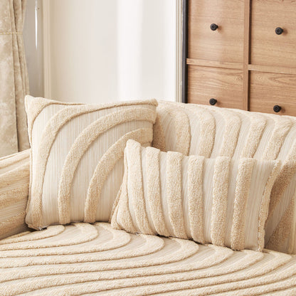 Cozy Plush Sofa Topper with Raised Wave Texture, Non-Slip Furniture Protector Cover