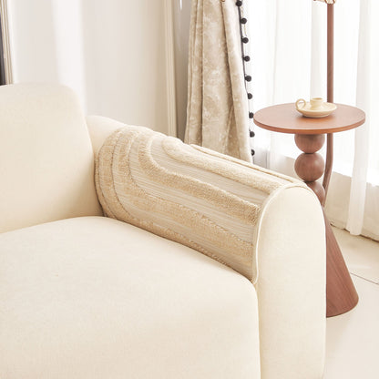 Cozy Plush Sofa Topper with Raised Wave Texture, Non-Slip Furniture Protector Cover