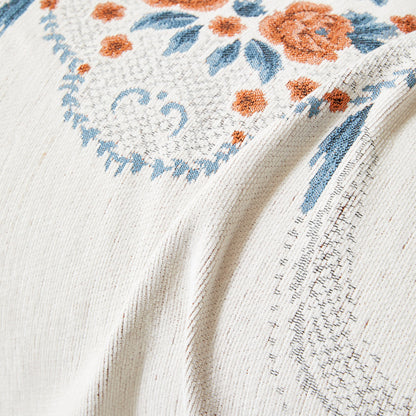 Charming French Country Floral Basket Sofa Throw Cover Rustic Farmhouse-Style Couch Cover Blankets