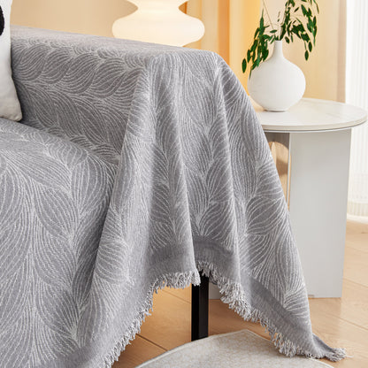 Leaf Universal Furniture Protector Chenille Couch Cover, Large Couch Cover Blanket for Couch Sofa