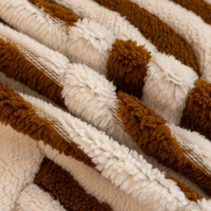 Plush Sherpa Sofa Throw Cover for Sectional, Jacquard Wave Throw Furniture Protector
