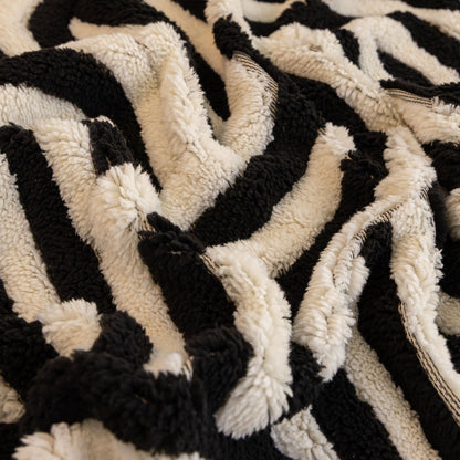 Plush Sherpa Sofa Throw Cover for Sectional, Jacquard Wave Throw Furniture Protector