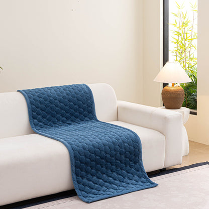 Geometric Quilted Corduroy Couch Topper, Non-Slip Padded Sofa Protector Cover for Pets