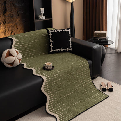 Textured Sofa Seat Cover with Wave Edge – Non-Slip, Washable Couch Throw Protector