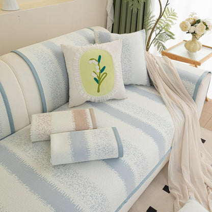 Striped Non-Slip Cooling Couch Cover, Summer Couch Pads for Seat Back Armrest