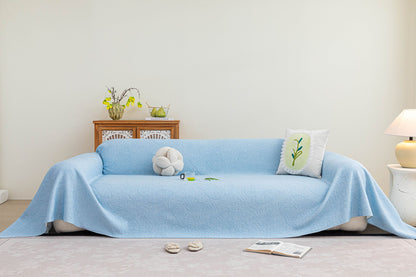 Cooling Embossed Botanical Couch Cover, Soft Ice Silk Furniture Protector for Sofa