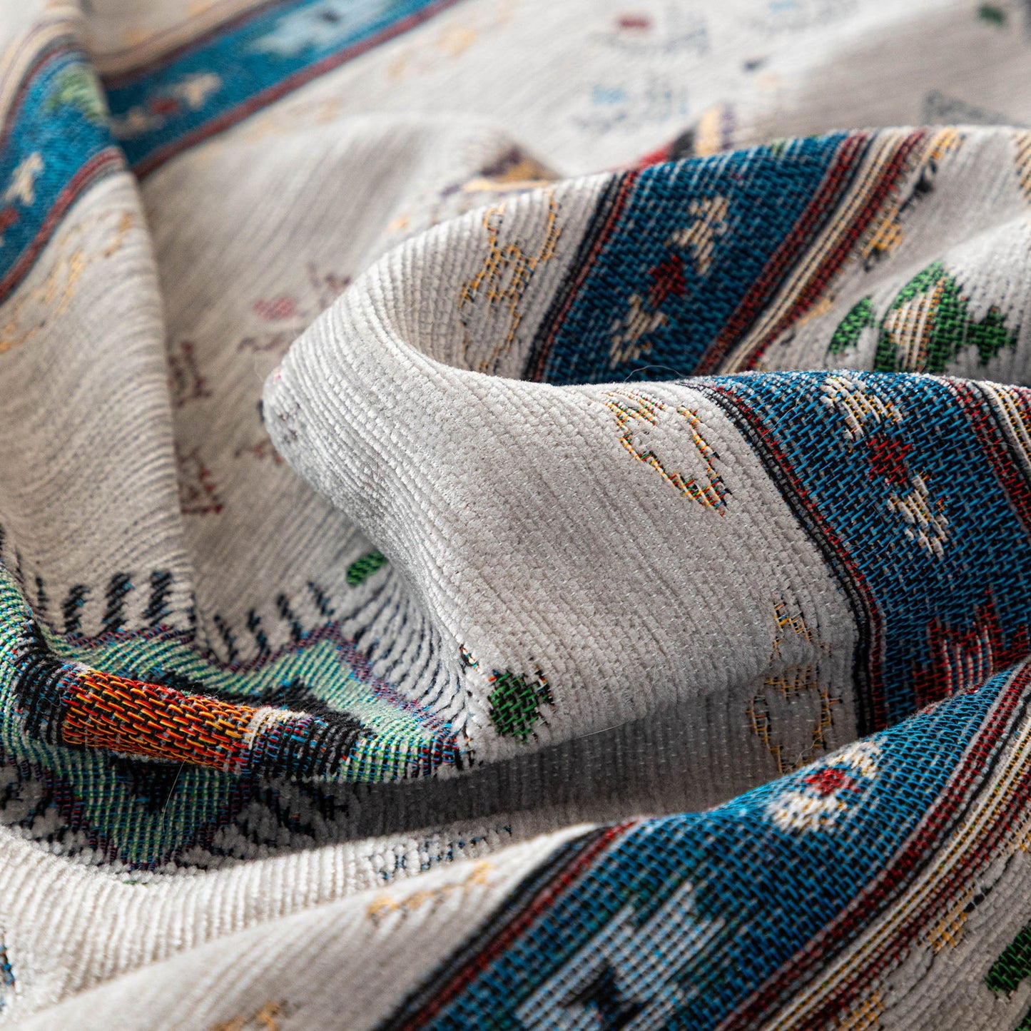 Southwestern Boho Woven Tribal Sofa Cover Blanket, Rustic Farmhouse Couch Throw Cover
