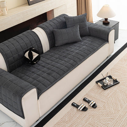 Quilted Corduroy Couch Topper, Non-Slip Soft Padded Sofa Protector for Pets & Kids