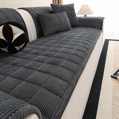 Quilted Corduroy Couch Topper, Non-Slip Soft Padded Sofa Protector for Pets & Kids