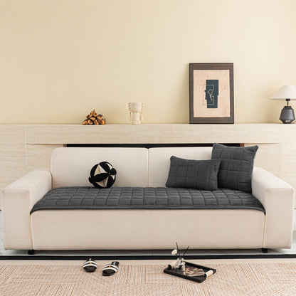 Quilted Corduroy Couch Topper, Non-Slip Soft Padded Sofa Protector for Pets & Kids