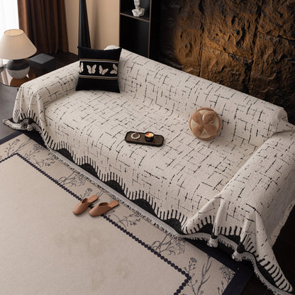 Chenille Sofa Cover Throw Blanket Woven Textured Decorative Furniture Slipcover