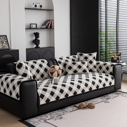 Non-Slip Chenille Sofa Slipcover Modern Geometric Sofa Protector Fits Most Sofas