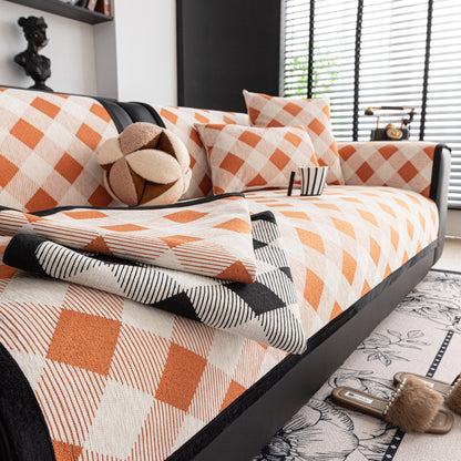 Non-Slip Chenille Sofa Slipcover Modern Geometric Sofa Protector Fits Most Sofas