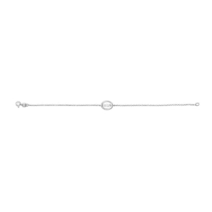 .925 Sterling Silver Diamond Accent MOM Charm Bracelet (J-K Color, I2-I3 Clarity) - 7" Inches