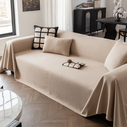 Herringbone Textured Sofa Throw Blanket, Durable Pet Friendly Modern Couch Slipcover