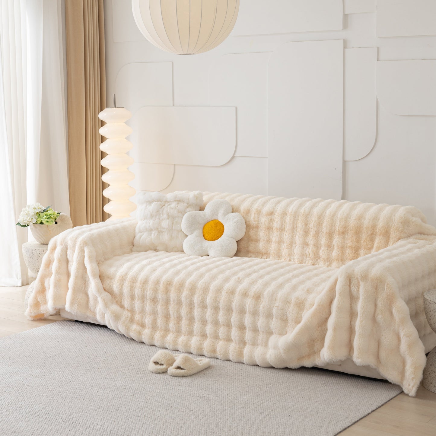 Faux Rabbit Fur Throws for Sofas, Stylish Throw Blankets for Couch and Couch Throw Cover