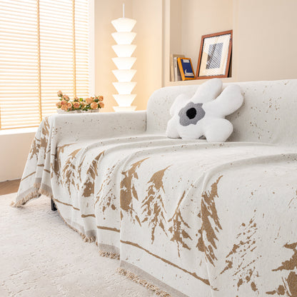 Stylish Chenille Pine Tree Couch Cover Blanket on Sectional Sofa, Universal Cat Proof Furniture Covers