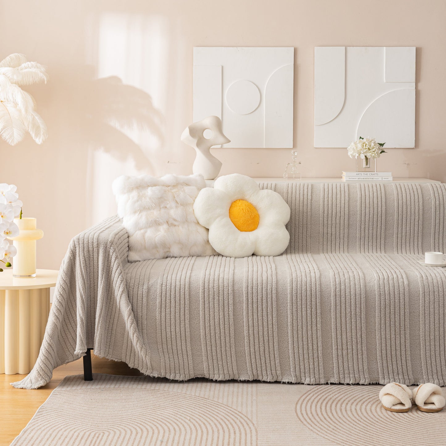 Luxury Oversized Soft Plush L Shape Couch Cover Sofa Throw Cover, Extra Large Blanket to Cover Couch