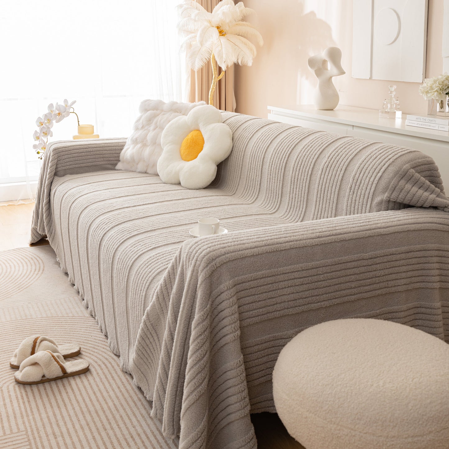 Luxury Oversized Soft Plush L Shape Couch Cover Sofa Throw Cover, Extra Large Blanket to Cover Couch