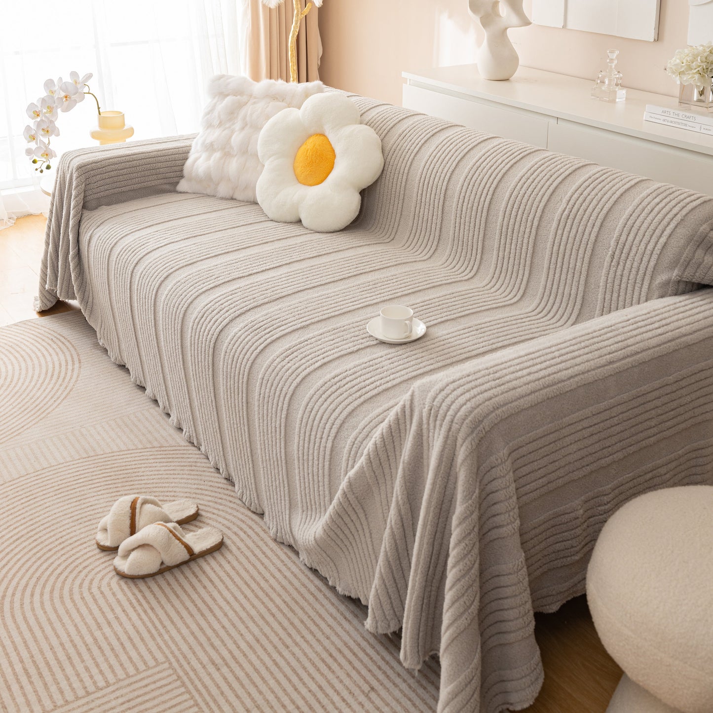 Luxury Oversized Soft Plush L Shape Couch Cover Sofa Throw Cover, Extra Large Blanket to Cover Couch