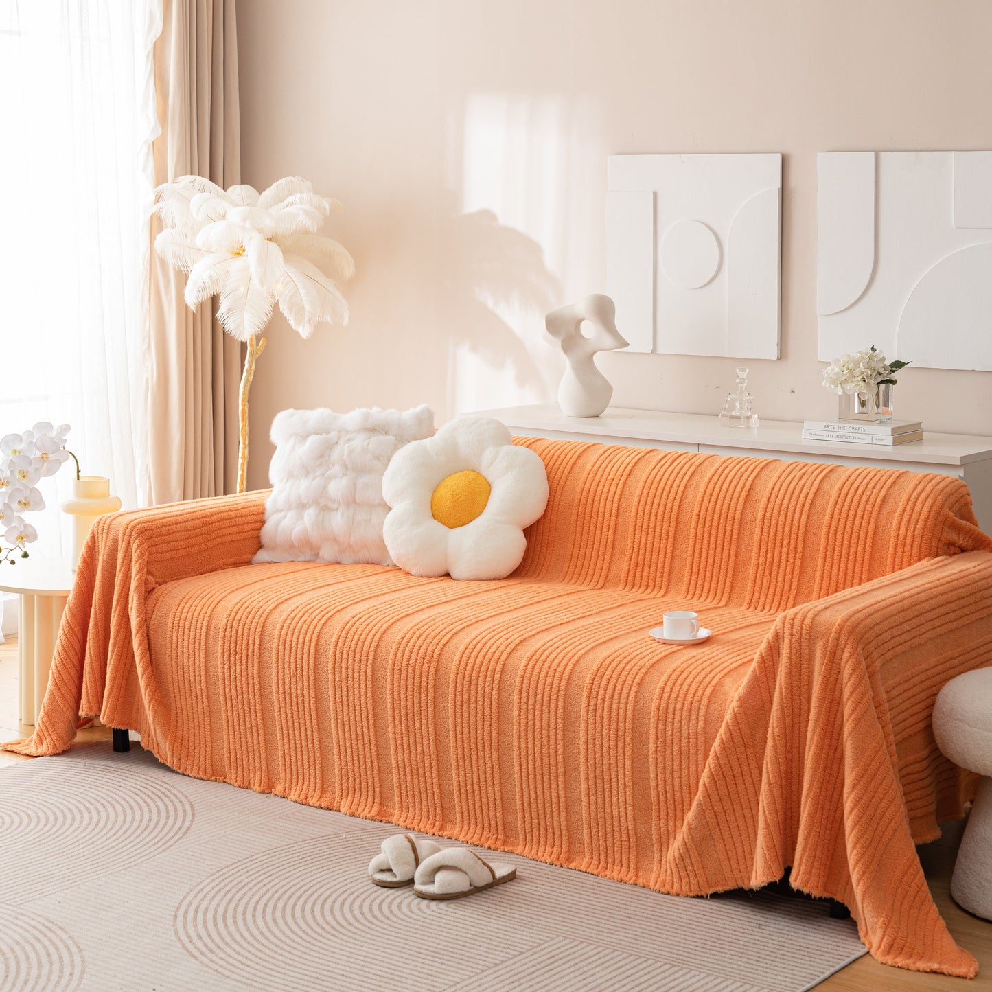 Luxury Oversized Soft Plush L Shape Couch Cover Sofa Throw Cover, Extra Large Blanket to Cover Couch