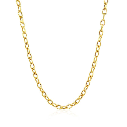 3.5mm 14k Yellow Gold Pendant Chain with Textured Links