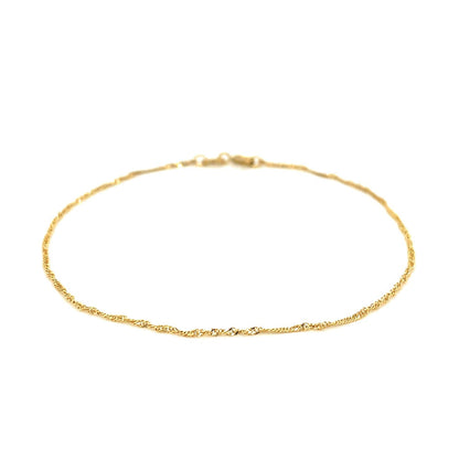 14k Yellow Gold Singapore Bracelet 1.0mm