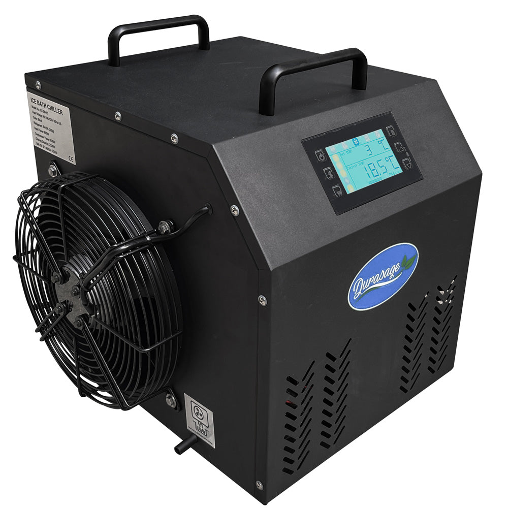 Durasage Ice Bath Chiller - .8 HP Water Chiller & Heater for Cold Plunge Tubs - Ozone Sanitation, Filtration System, 32-104 Degrees, 725W Chiller and Heater