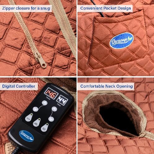 Durasage DIF-6000 Ultra-Low EMF Portable Foldable Infrared Sauna Full Body Home Spa with Heated Foot Pad, Extra Large, Near Infrared Red Light Equipped with Jade & Tourmaline Stones, Powerfull 1000W