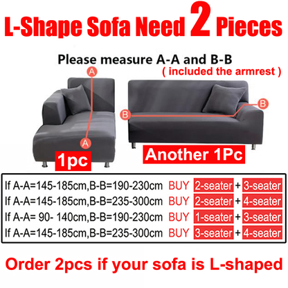 Waterproof Sofa Cover for Living Room - Elastic Solid L Shaped Corner Sofa Cover - Fits 1/2/3/4 Seater Sofa, Couch, Armchair