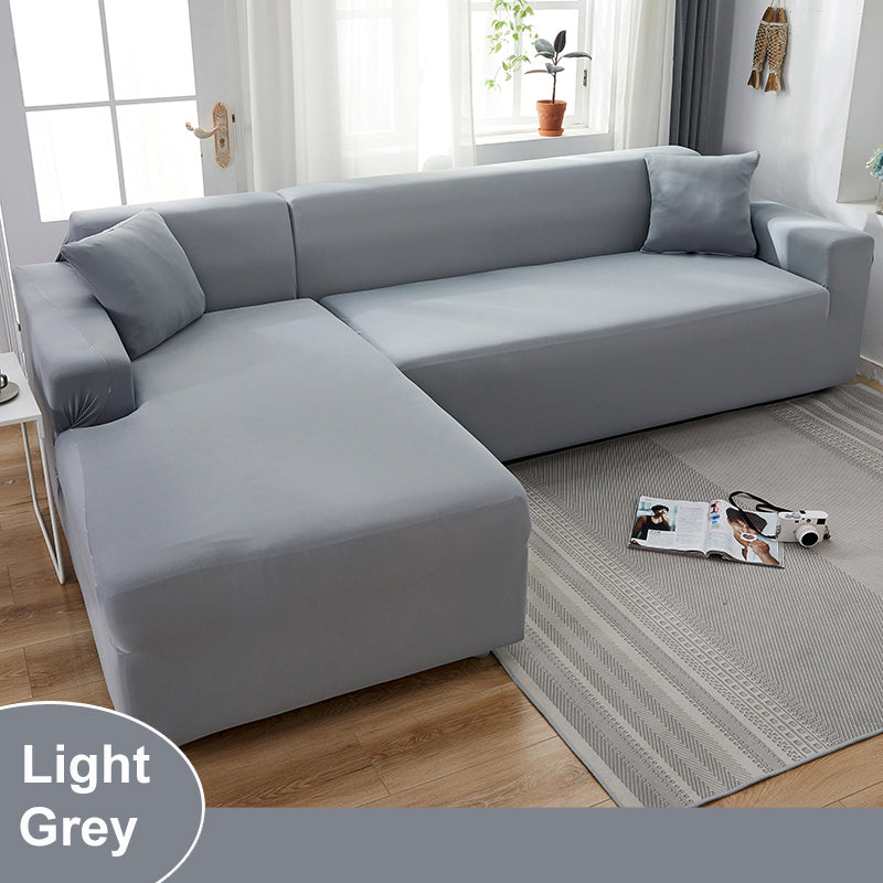 Waterproof Sofa Cover for Living Room - Elastic Solid L Shaped Corner Sofa Cover - Fits 1/2/3/4 Seater Sofa, Couch, Armchair