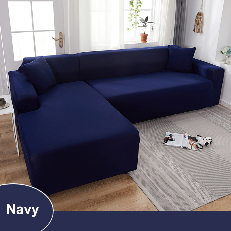Waterproof Sofa Cover for Living Room - Elastic Solid L Shaped Corner Sofa Cover - Fits 1/2/3/4 Seater Sofa, Couch, Armchair