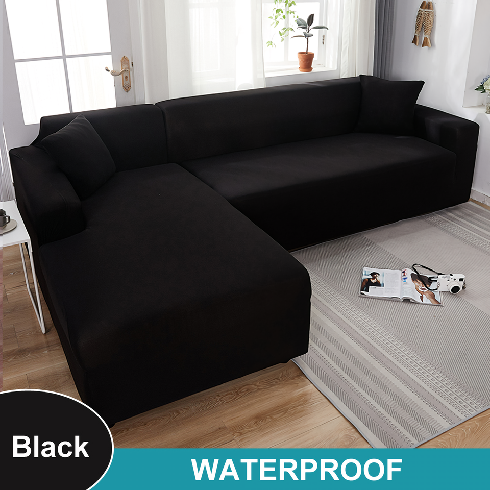 Waterproof Sofa Cover for Living Room - Elastic Solid L Shaped Corner Sofa Cover - Fits 1/2/3/4 Seater Sofa, Couch, Armchair